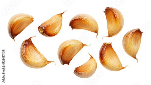 Garlic Cloves of Garlic Isolated on Black Background