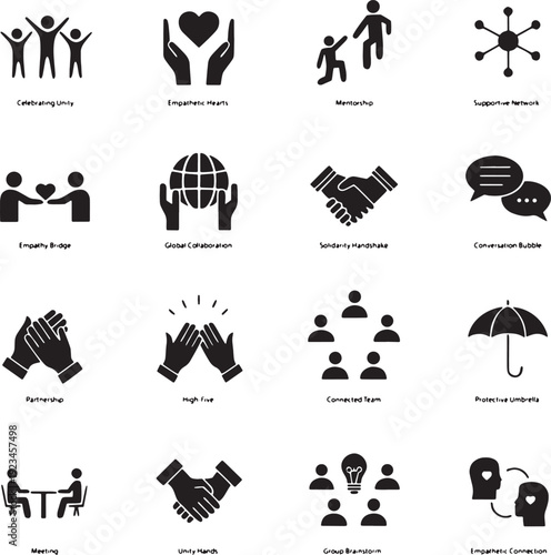 black and white icons set