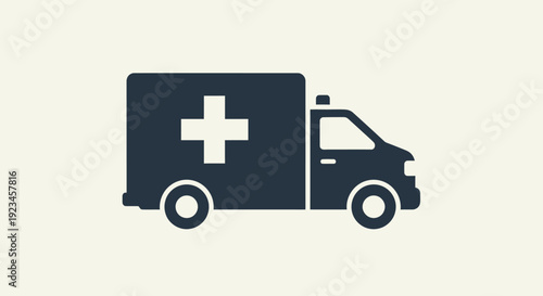 Ambulance medical vehicle icon flat design healthcare emergency transport symbol isolated on white background for hospital and rescue service concept