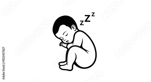 Sleeping baby silhouette infant rest peaceful sleep concept minimal black illustration isolated on white background for childcare and newborn care theme