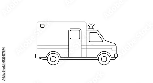 Ambulance vehicle line icon emergency medical transport outline illustration healthcare rescue service symbol isolated on white background