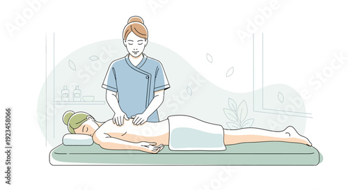 Spa massage therapy woman relaxing wellness treatment healthcare body care concept professional therapist service flat illustration isolated on white background