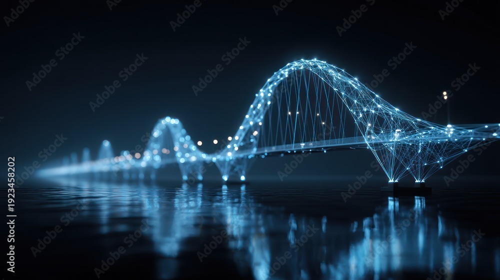 Fototapeta premium Abstract glowing bridge structure