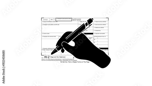 fill out Form w-2, black isolated silhouette