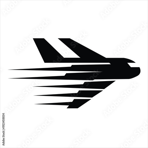 Modern air transport business logo with a fast-moving airplane, representing speed, efficiency, and delivery.