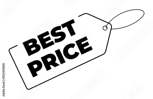Best Price Label in line style. Isolated Best Price Emblem. Vector template on transparent background.