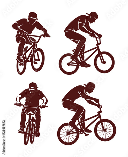 vector set silhouette drawing of bmx, bycicle, bike sport (artwork 1)