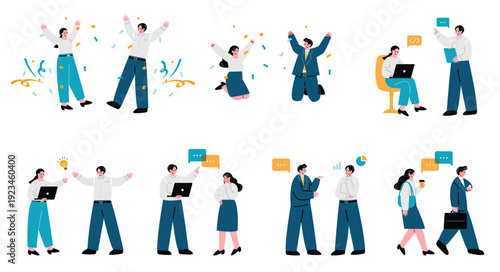 会話するビジネスパーソンのイラストセット