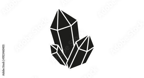Black crystal cluster geometric shape.