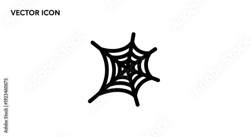 Black spider web icon vector graphic.