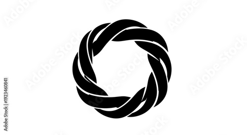 Black twisted rope circle symbol icon.