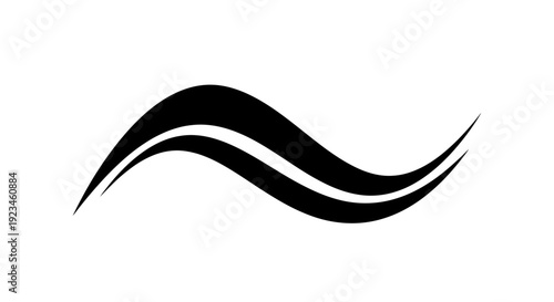 Black wavy abstract graphic design element.