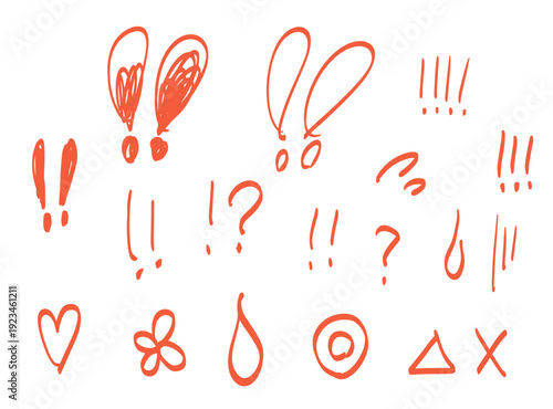 手書きの感嘆符と記号のあしらいセット