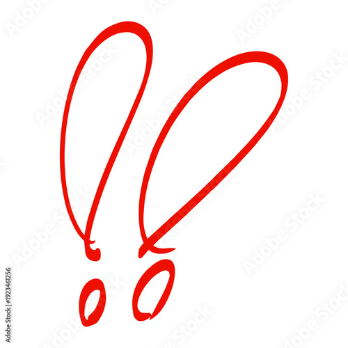 勢いのあるビックリマーク線画　赤色