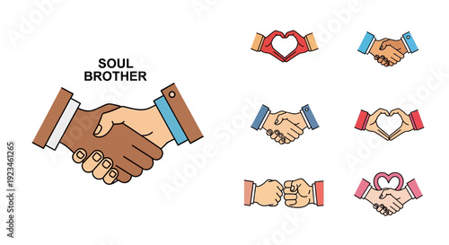 handshake icon set, Soul brot...