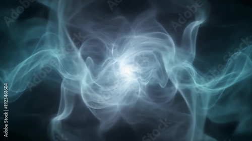 Futuristic glowing smoke pulses outward low energy plasma bursts smooth haze trails seamless surreal ambience cascading softly abstract unique style ultra realistic loop