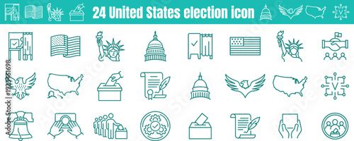 United States election icon set, democratic vote icons