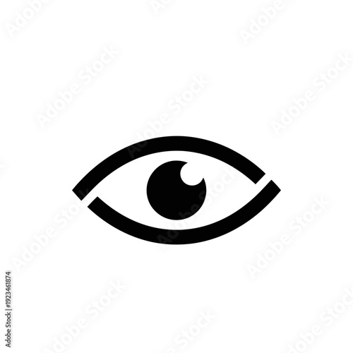 Black and white eye icon symbol.