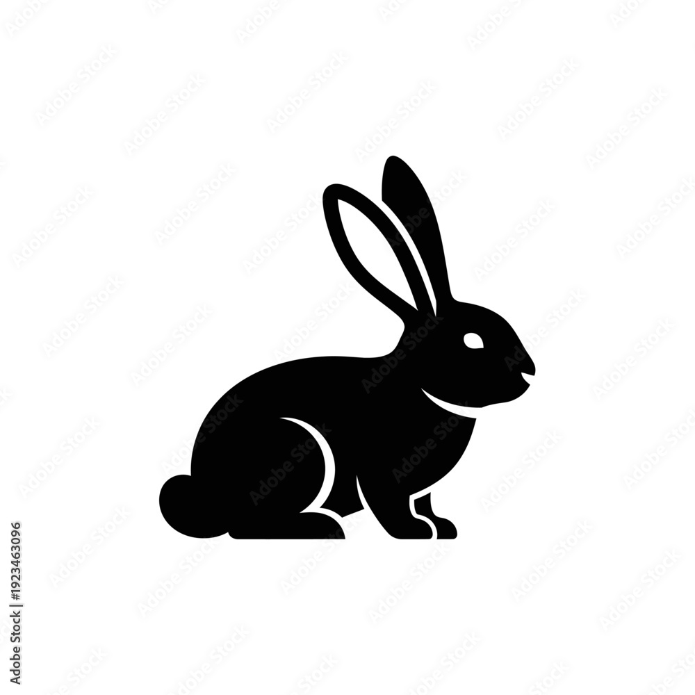 Fototapeta premium Black silhouette of a rabbit.