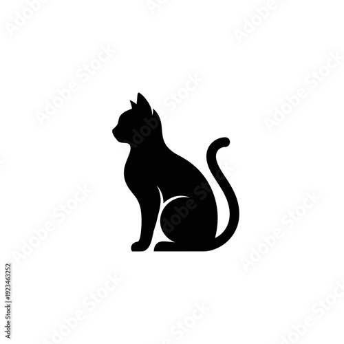 Black silhouette of a sitting cat.