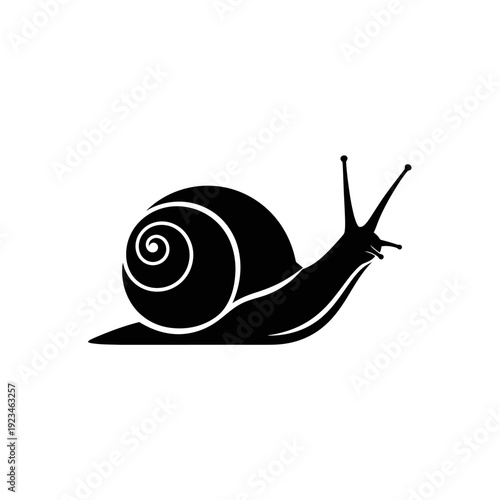 Black silhouette of a snail moving.