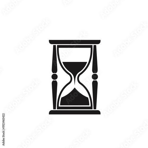 Hourglass timer with sand flowing.