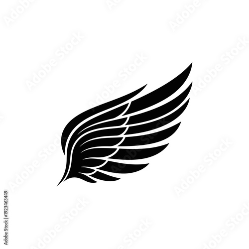 Black wing icon with feathers.