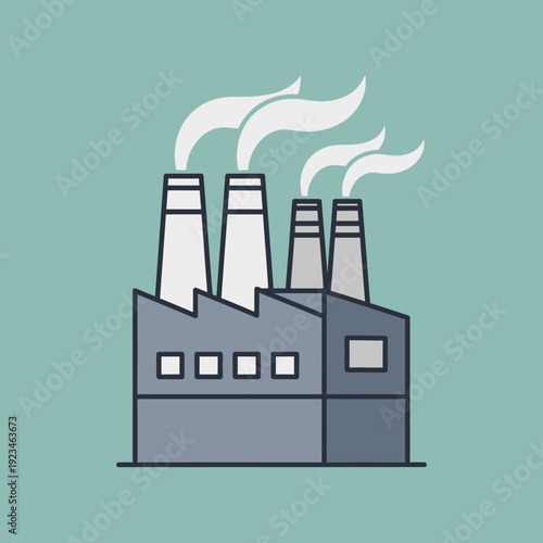 Industrial factory with smokestacks emitting smoke.