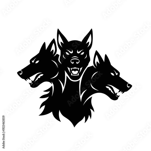 Three Headed Dog Graphic Illustration.