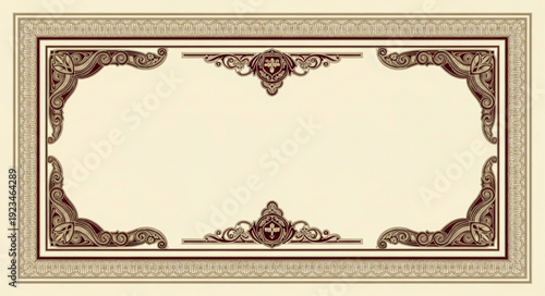 Elegant vintage frame with ornate details for certificate or invitation design.