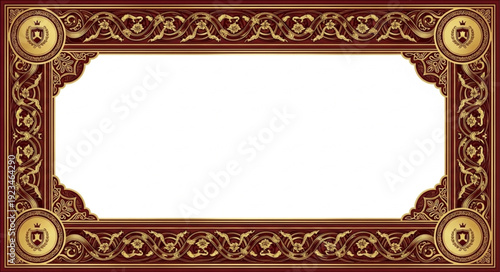 Ornate decorative frame with intricate patterns and golden accents, elegant design.