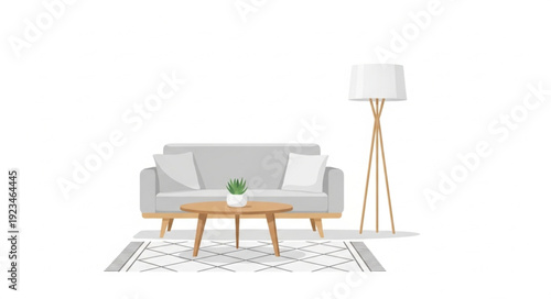 Modern Living Room Sofa and Coffee Table Setup.