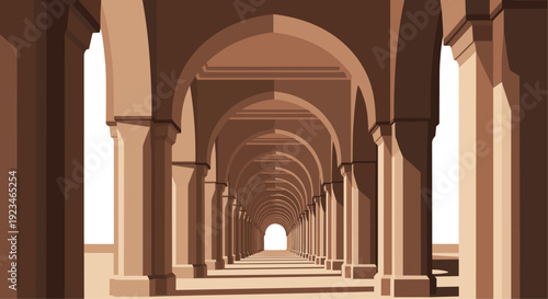 Infinite Archway Corridor in Islamic Architecture Design Perspective