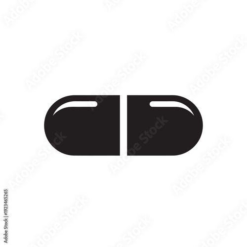 Black capsule pill medicine object.
