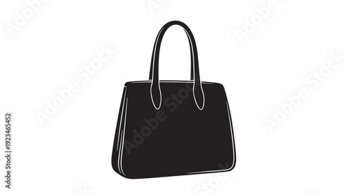 Handbag silhouette icon in black, minimalist women's fashion tote purse illustration isolated on white background featuring bag, shoulder bag, ladies bag with womens accessory and accessory elements