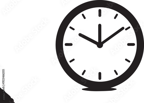 Clock vector silhouette illustration line art showing time on transparent background
