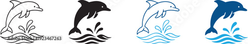 Dolphin marine animal icon. Ocean wildlife symbol for sea and aquatic design.