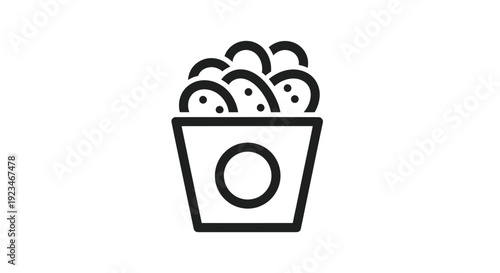 Crispy Fried Chicken Bucket Icon Fast Food Outline.