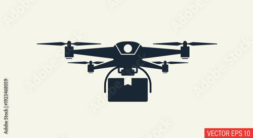 Black drone with camera attached underneath.