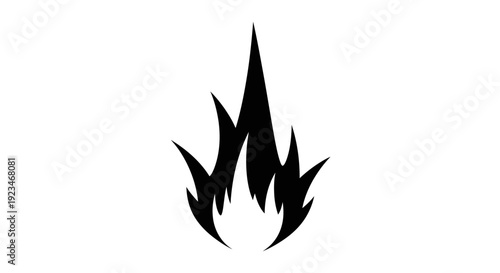 Black flame icon graphic design element.