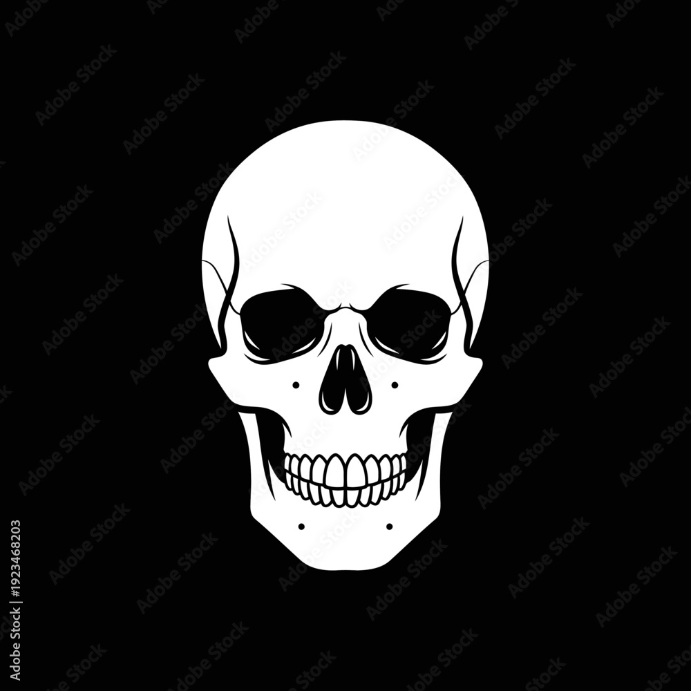 Fototapeta premium Human skull illustration in white color.