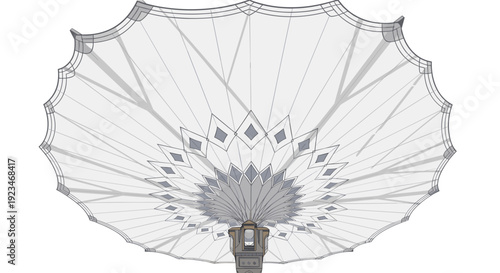 Symmetrical Underside View of Giant Umbrella at Prophet's Mosque Illustration
