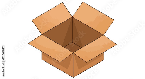 Empty Cardboard Box Ready for Packaging and Shipping.