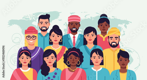 Diverse group of people standing together.