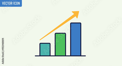 Increasing business graph with arrow.