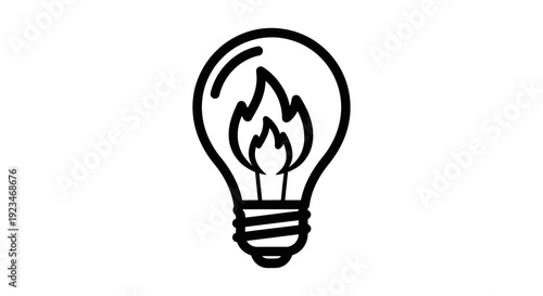 Light Bulb with Flame Inside.