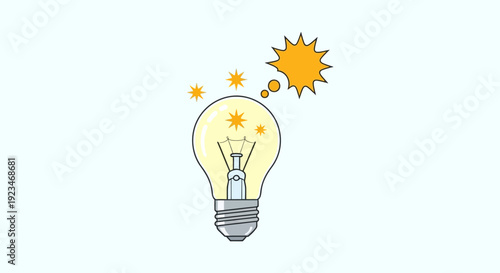 Light Bulb With Stars And Sun.
