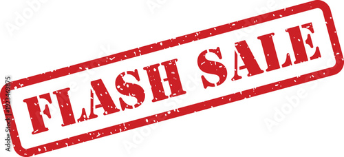 A vibrant red grunge rubber stamp displaying the words FLASH SALE on a bright white background