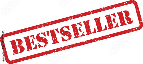 A vibrant red grunge style stamp displaying the word BESTSELLER on a clean white isolated surface for product promotion