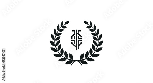 Black laurel wreath logo emblem symbol.